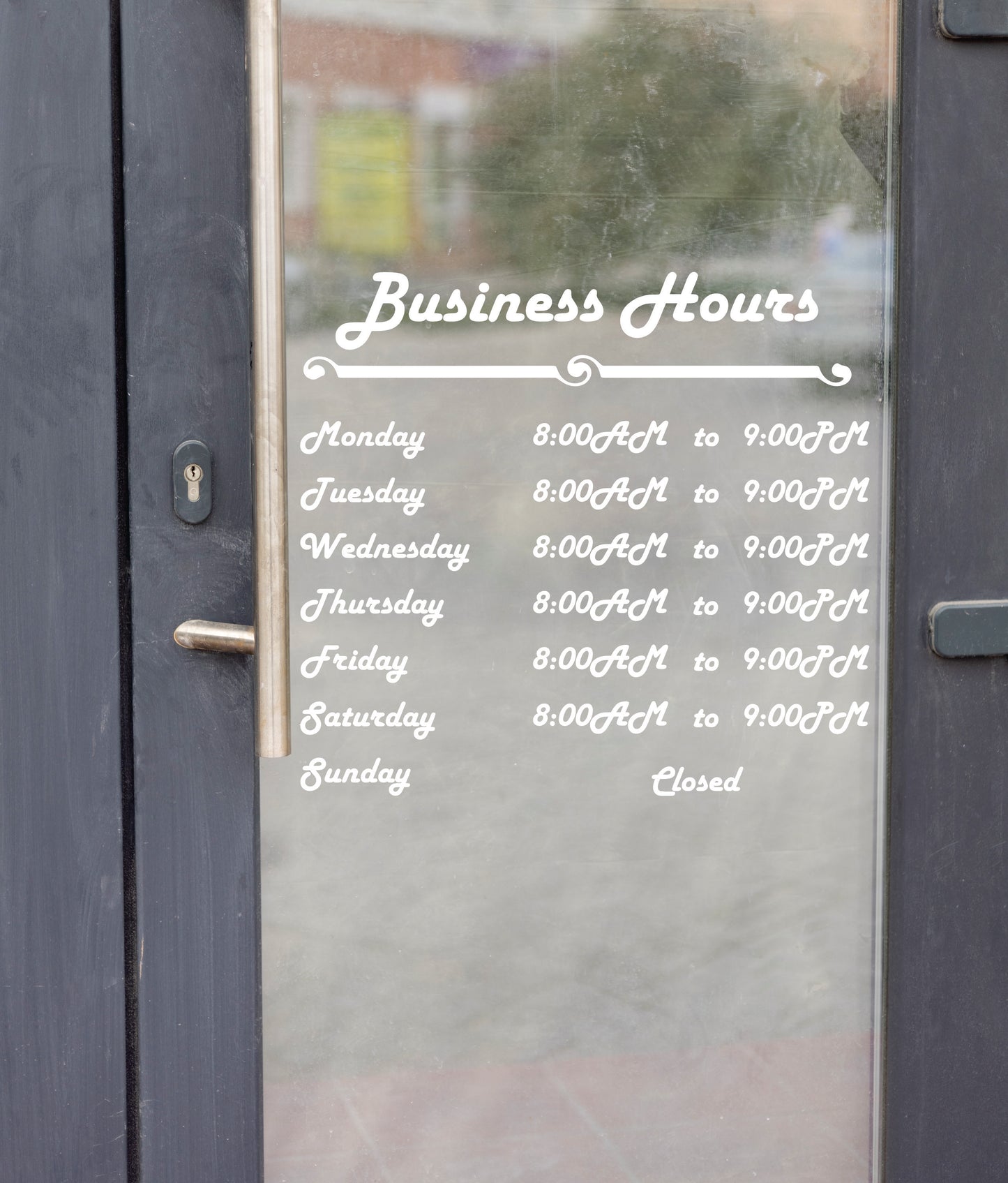 Customizable Hours Of Operation Business Sign Transfer Decal Retro Font Style